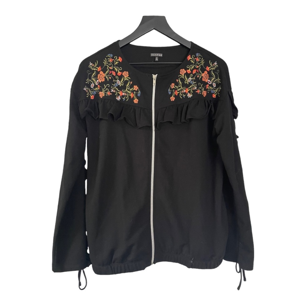 Hannah zip up embroidered top